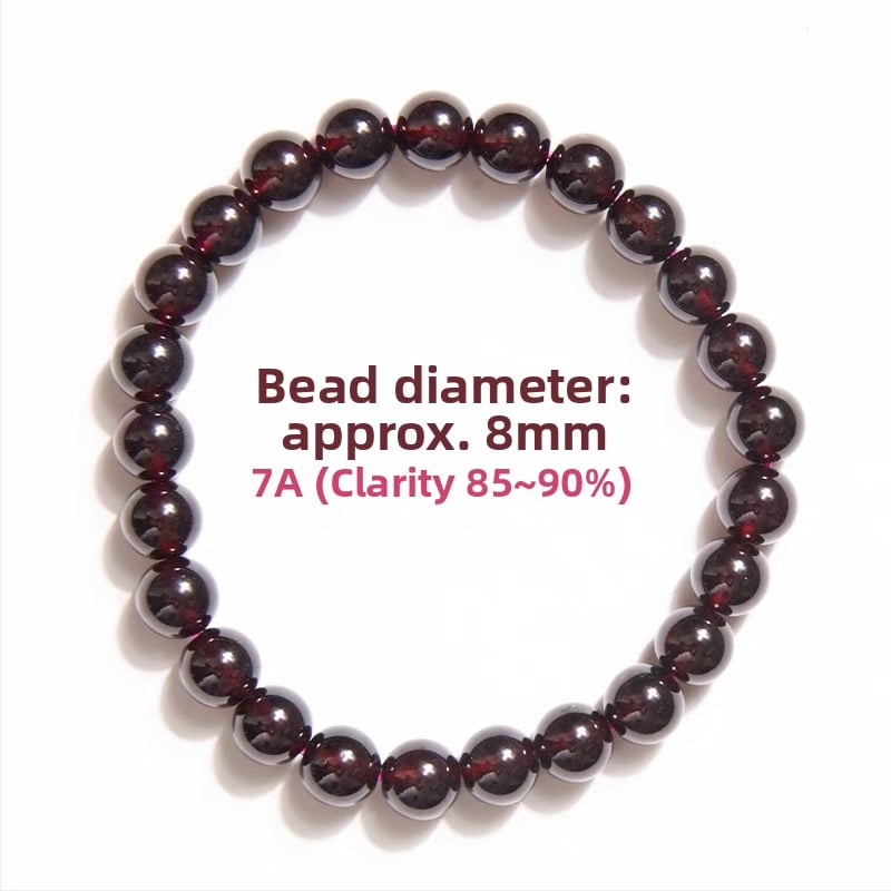 Φυσικό βραχιόλι από Mozambique γκαρνέτ, 108 σφαιρικές χάντρες, λεία επιφάνεια, γυναικείο στυλ