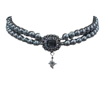 Ogrlica s imitacijskim perlama, višeslojni lanac ključne kosti, privjesak od legure, elektroplatiranje, kapljasti oblik