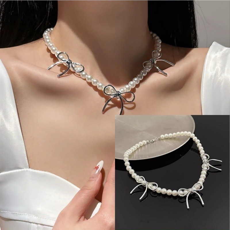 Ogrlica s imitacijskim perlama, višeslojni lanac ključne kosti, privjesak od legure, elektroplatiranje, kapljasti oblik