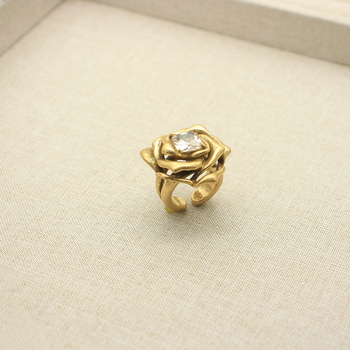 Set de bijuterii: floare 3D cu inlay-uri pătrate din cupru, electroplatat