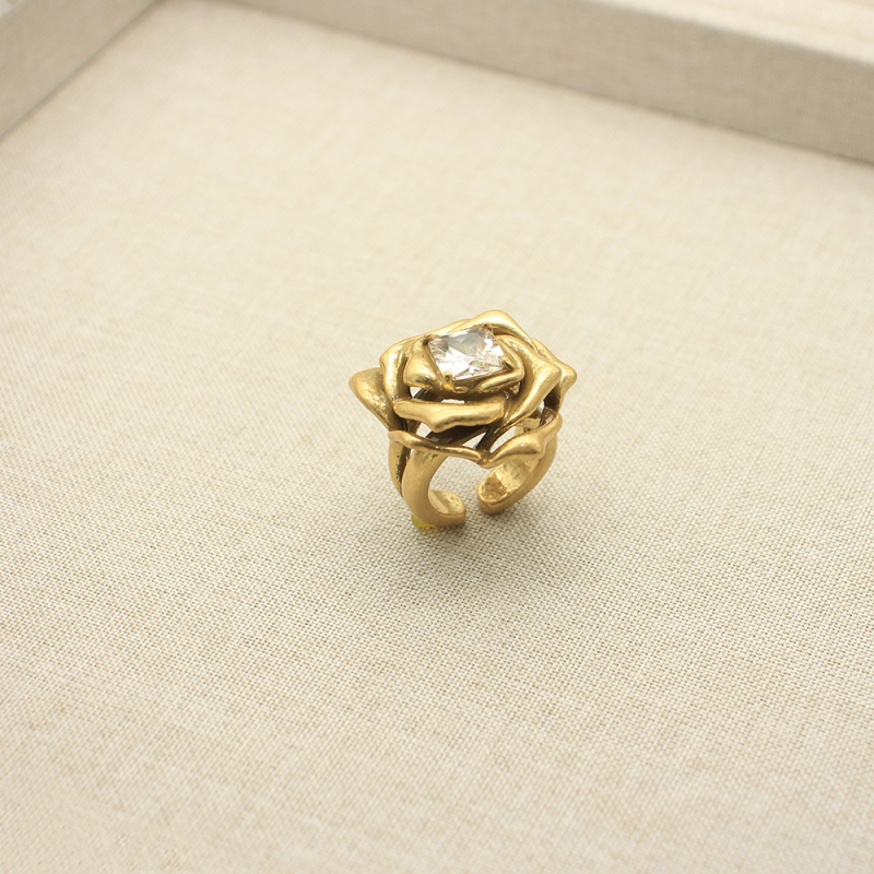 Set de bijuterii: floare 3D cu inlay-uri pătrate din cupru, electroplatat