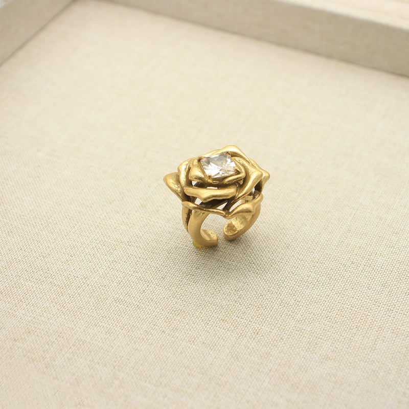 Set de bijuterii: floare 3D cu inlay-uri pătrate din cupru, electroplatat