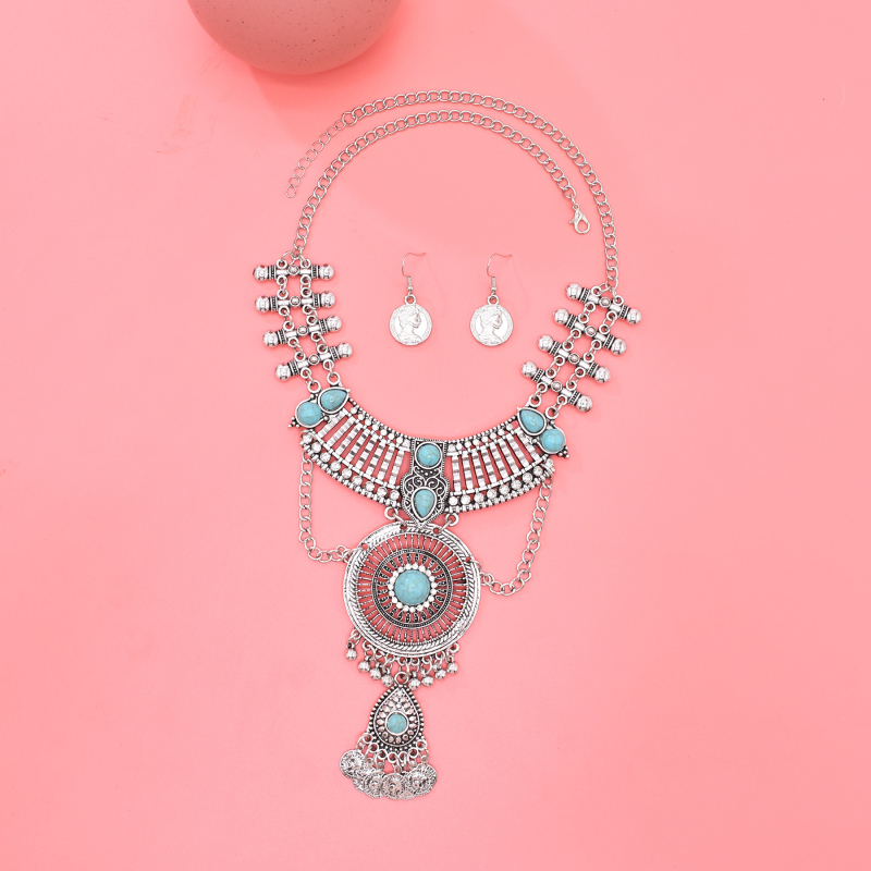 Set de bijuterii: cercei și colier, aliaj, placare electrolitică, stil retro, ciucuri