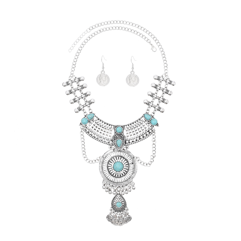 Set de bijuterii: cercei și colier, aliaj, placare electrolitică, stil retro, ciucuri