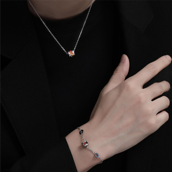 Set ogrlice i narukvice od titan čelika s dijamantnom obradom, O-oblika lanaca, privjesak od titan čelika, unisex, nišni osobni trend