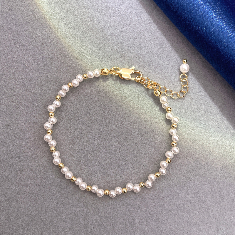 Ogrlica s umjetnim perlama, geometrijski privjesak od srebra 925, ručno izrađena