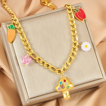 Ogrlica od nehrđajućeg čelika, elektroplating, privjesak od titan čelika, lanac klavikule, dizajn cvijeća i lišća