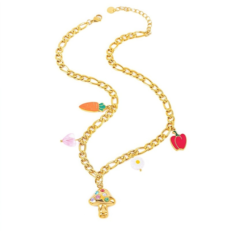 Ogrlica od nehrđajućeg čelika, elektroplating, privjesak od titan čelika, lanac klavikule, dizajn cvijeća i lišća