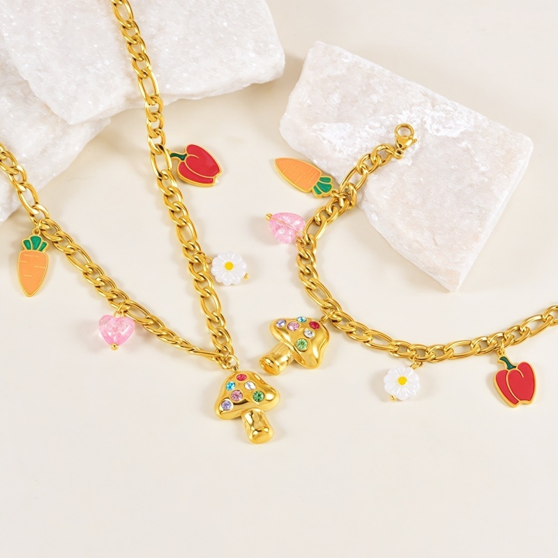 Ogrlica od nehrđajućeg čelika, elektroplating, privjesak od titan čelika, lanac klavikule, dizajn cvijeća i lišća