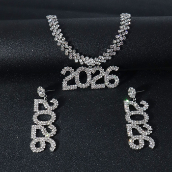 Bakreni set naušnica i ogrlice s kubanskim lančićem, rhinestone privjesci, elektroplatiranje