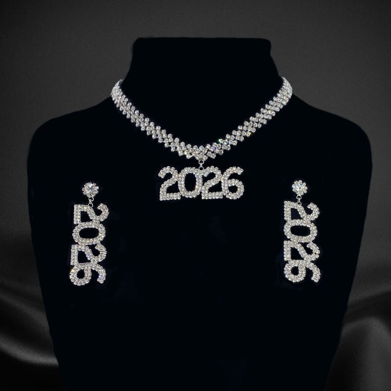 Bakreni set naušnica i ogrlice s kubanskim lančićem, rhinestone privjesci, elektroplatiranje