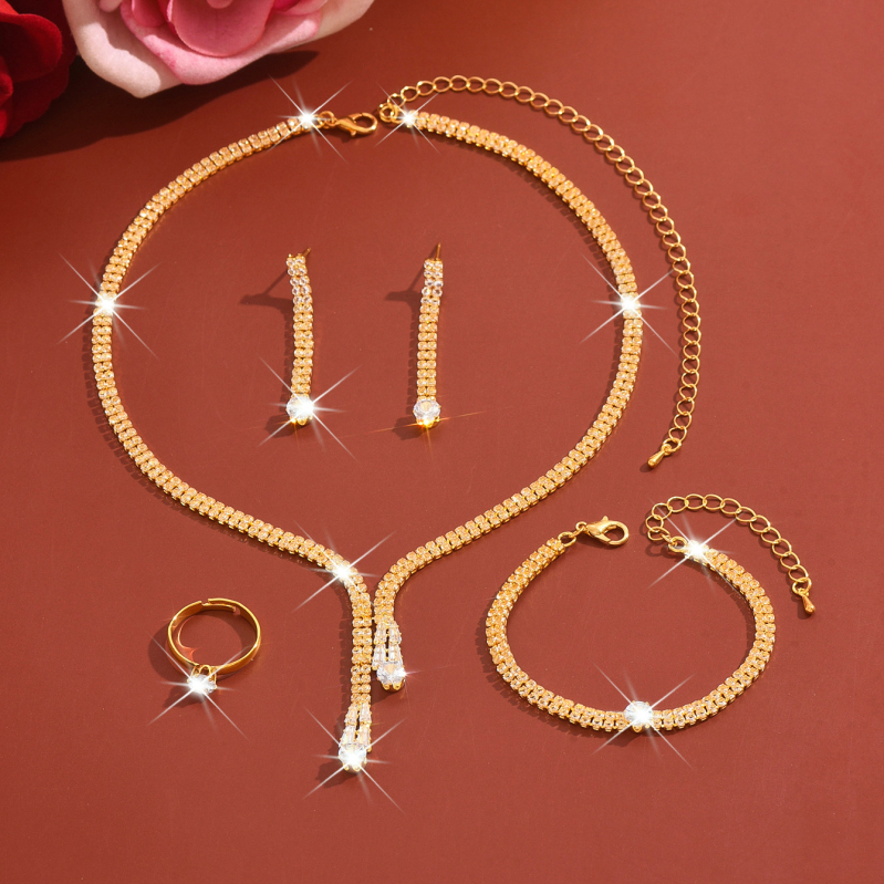 Set nakita: claw chain ogrlica i naušnice s marquise cirkonima, kristalni detalji, ručni dodatak