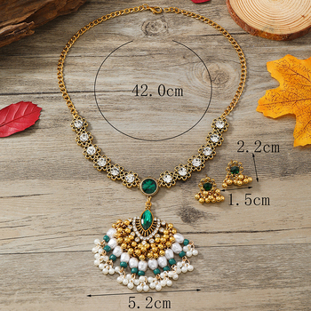 Set nakita: naušnice i lančić - legura, dijamantno završna obrada, O-lanac, privjesak od nehrđajućeg čelika, etno egzotični stil