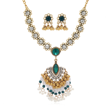 Set nakita: naušnice i lančić - legura, dijamantno završna obrada, O-lanac, privjesak od nehrđajućeg čelika, etno egzotični stil