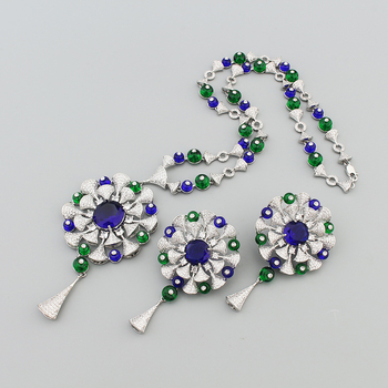 Set naušnica i ogrlice sa cirkonima, viseći privjesci u obliku cvijeta, leopard uzorak, ekološki bakar