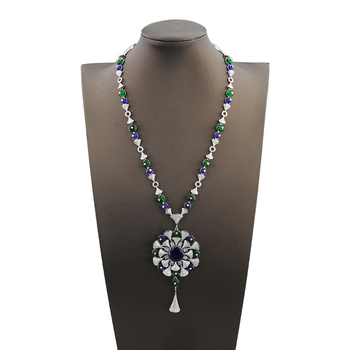 Set naušnica i ogrlice sa cirkonima, viseći privjesci u obliku cvijeta, leopard uzorak, ekološki bakar