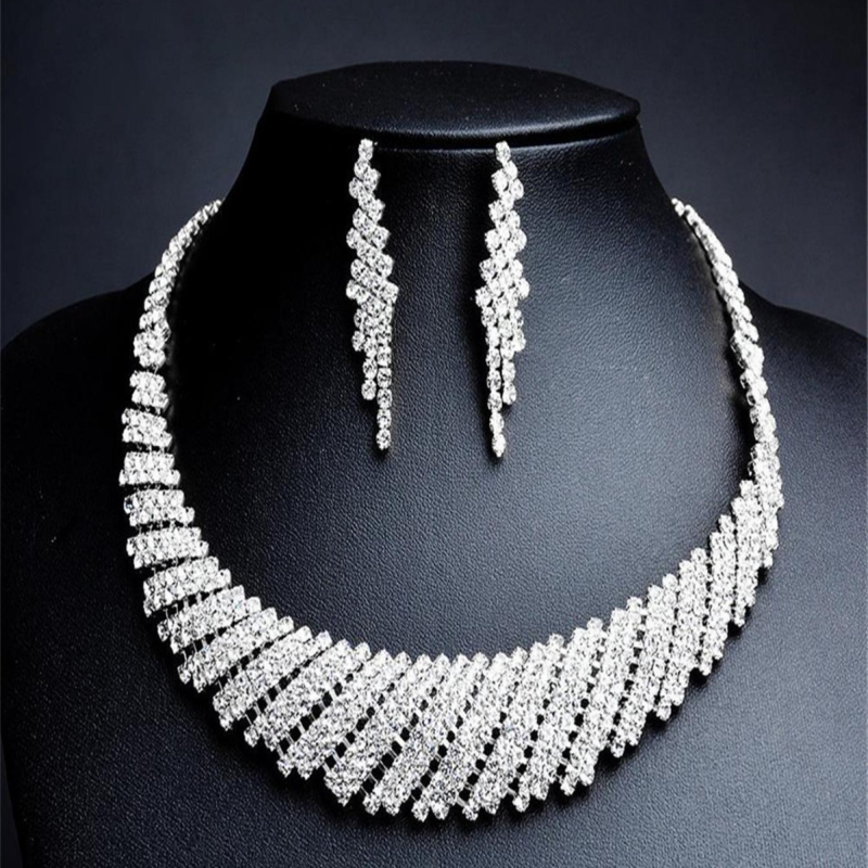 Set ogrlice i naušnica s rhinestones, claw chain lanac, elektroplatiranje, uzorak zvijezda/sunce i mjesec/kosmos, originalni dizajn, proljeće 2024, za žene