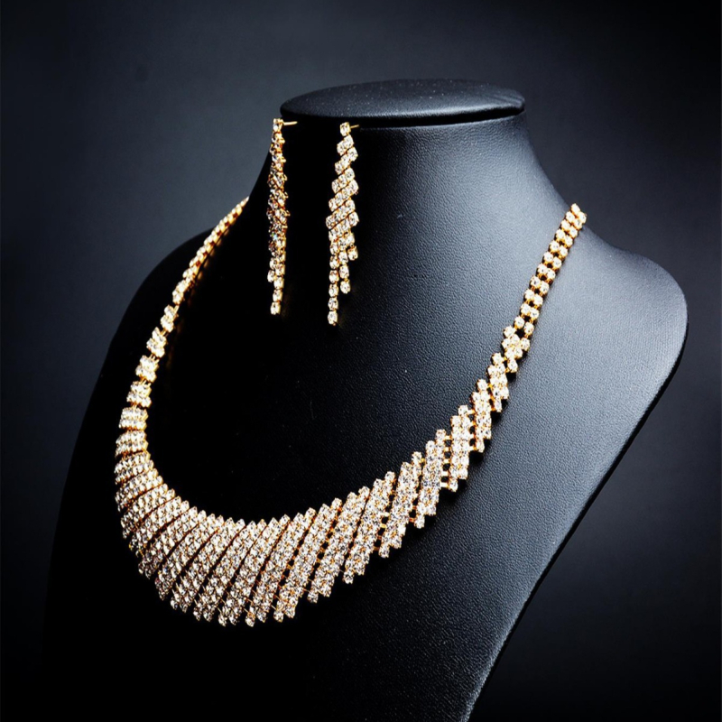 Set ogrlice i naušnica s rhinestones, claw chain lanac, elektroplatiranje, uzorak zvijezda/sunce i mjesec/kosmos, originalni dizajn, proljeće 2024, za žene