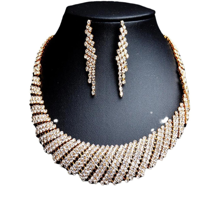 Set ogrlice i naušnica s rhinestones, claw chain lanac, elektroplatiranje, uzorak zvijezda/sunce i mjesec/kosmos, originalni dizajn, proljeće 2024, za žene