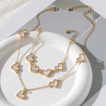 Set ogrlice i narukvice s privjeskom u obliku srca, legura, elektroplating, običan lanac