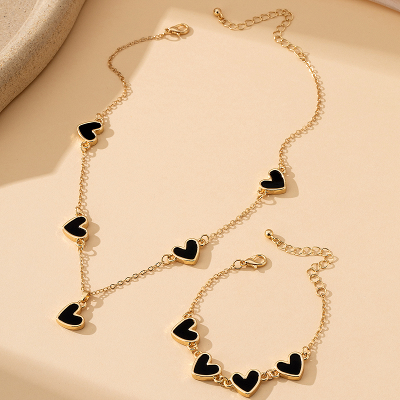 Set ogrlice i narukvice s privjeskom u obliku srca, legura, elektroplating, običan lanac