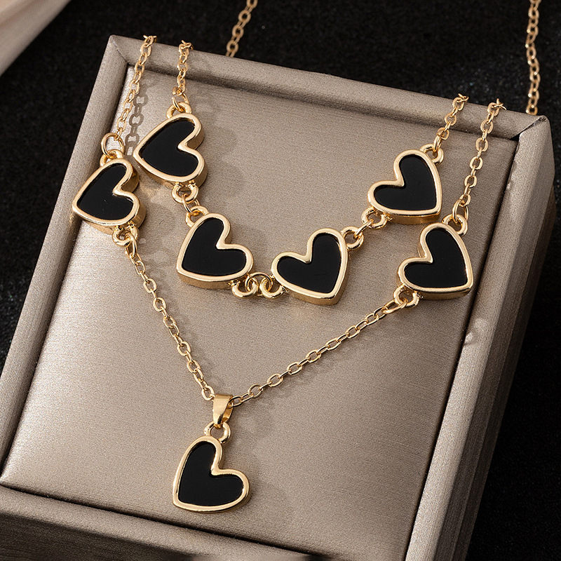 Set ogrlice i narukvice s privjeskom u obliku srca, legura, elektroplating, običan lanac