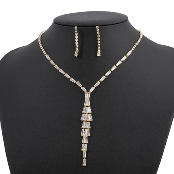 Liteng Jewelry set nakita s oblikom zmije od cirkona i rhinestonea, naušnice + ogrlica, elektroplatiranje, običan lanac, geometrijski uzorak