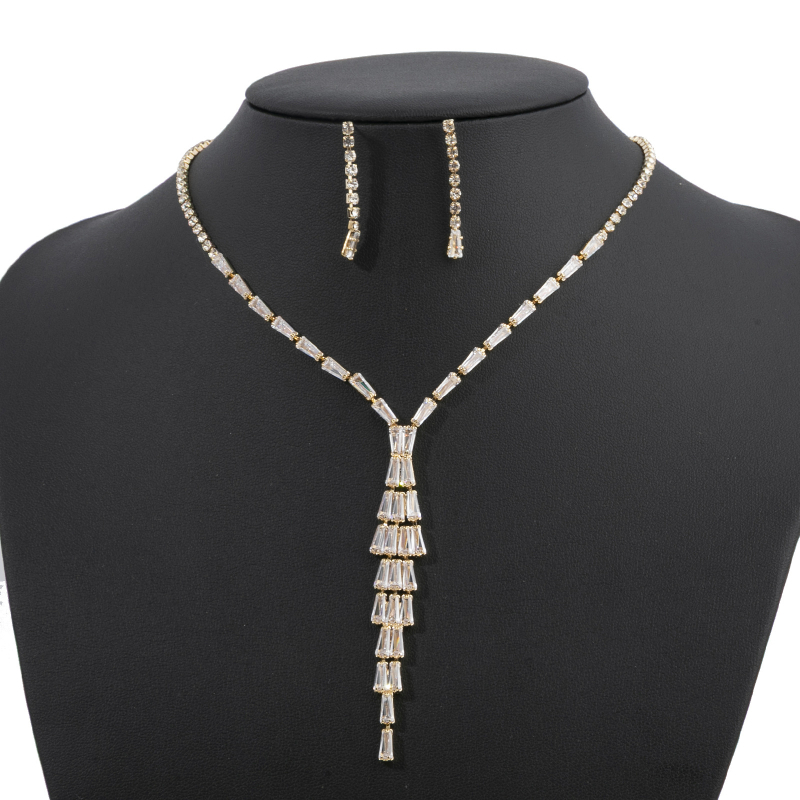 Liteng Jewelry set nakita s oblikom zmije od cirkona i rhinestonea, naušnice + ogrlica, elektroplatiranje, običan lanac, geometrijski uzorak