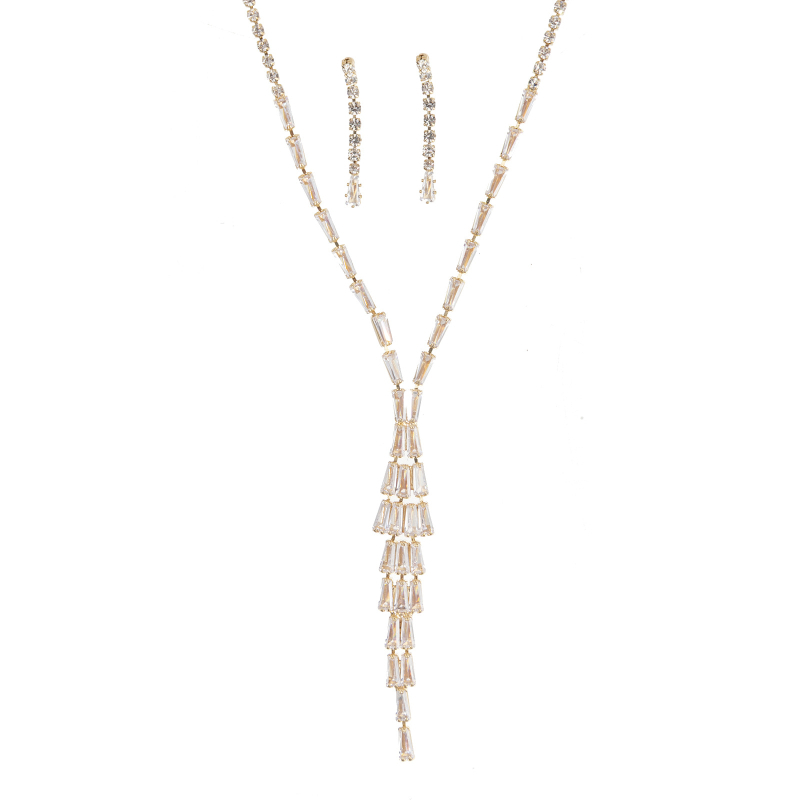 Liteng Jewelry set nakita s oblikom zmije od cirkona i rhinestonea, naušnice + ogrlica, elektroplatiranje, običan lanac, geometrijski uzorak