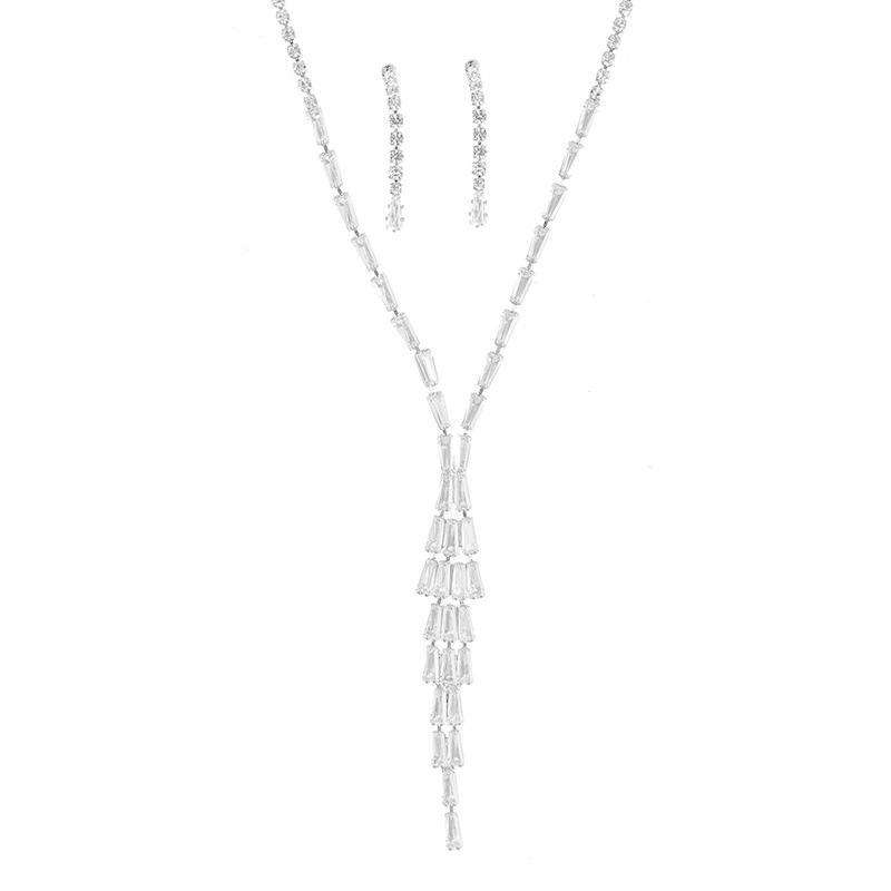 Liteng Jewelry set nakita s oblikom zmije od cirkona i rhinestonea, naušnice + ogrlica, elektroplatiranje, običan lanac, geometrijski uzorak