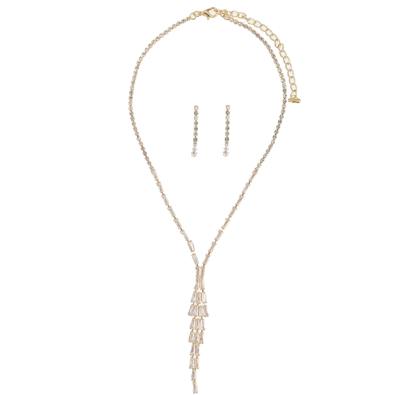 Liteng Jewelry set nakita s oblikom zmije od cirkona i rhinestonea, naušnice + ogrlica, elektroplatiranje, običan lanac, geometrijski uzorak