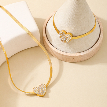 Set ogrlice i narukvice od legure sa zmijskim lancem, elektroplatiranje, zimska kolekcija 2024