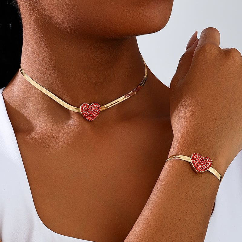 Set ogrlice i narukvice od legure sa zmijskim lancem, elektroplatiranje, zimska kolekcija 2024