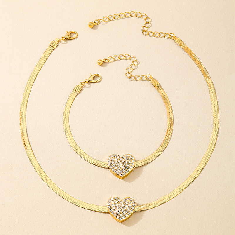 Set ogrlice i narukvice od legure sa zmijskim lancem, elektroplatiranje, zimska kolekcija 2024