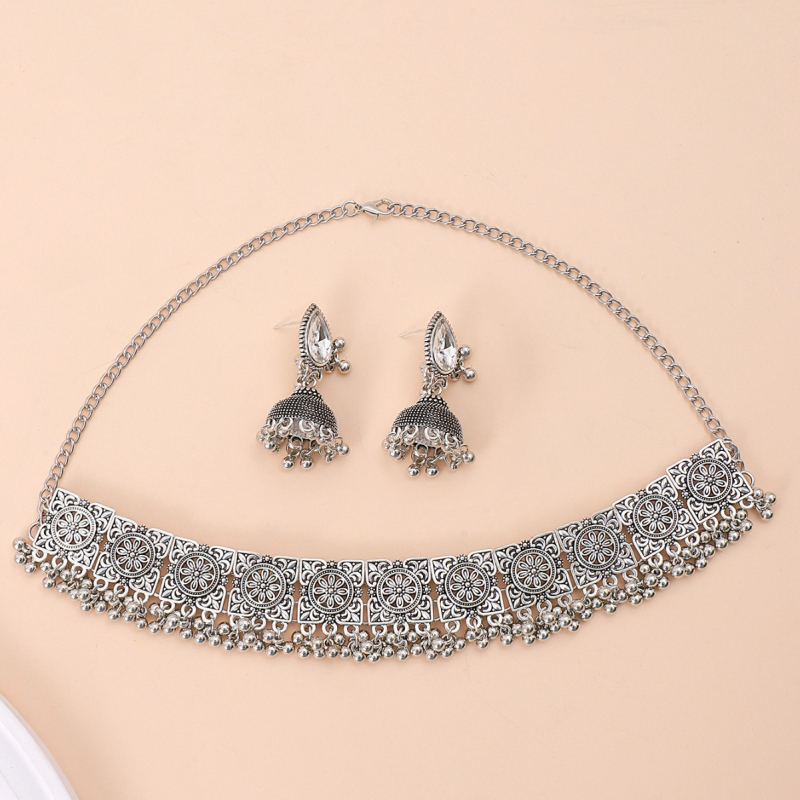 Set nakita: naušnice i ogrlica, Boho retro stil, legura s elektroplatiranjem, običan lanac, privjesak od legure, za žene