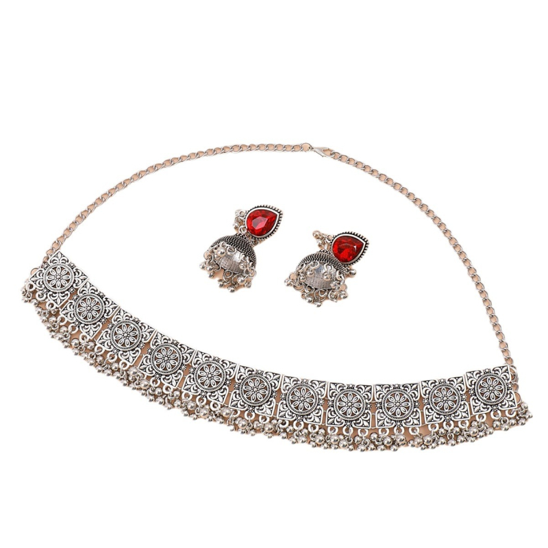 Set nakita: naušnice i ogrlica, Boho retro stil, legura s elektroplatiranjem, običan lanac, privjesak od legure, za žene