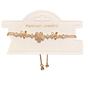 Narukvica s privjeskom cvijeta i cirkonima, 18K zlato-pozlaćena; Lanzan Jewelry Factory marka; za žene, lagani luksuz; materijal: bakar-plastik; izlazak jesen 2025