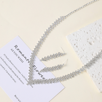 Komplet nakita: ogrlica i naušnice sa kristalima, ručna izrada, geometrijski dizajn, lagani luksuzni stil