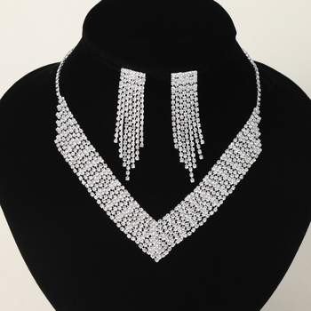 Komplet nakita: ogrlica i naušnice sa kristalima, ručna izrada, geometrijski dizajn, lagani luksuzni stil