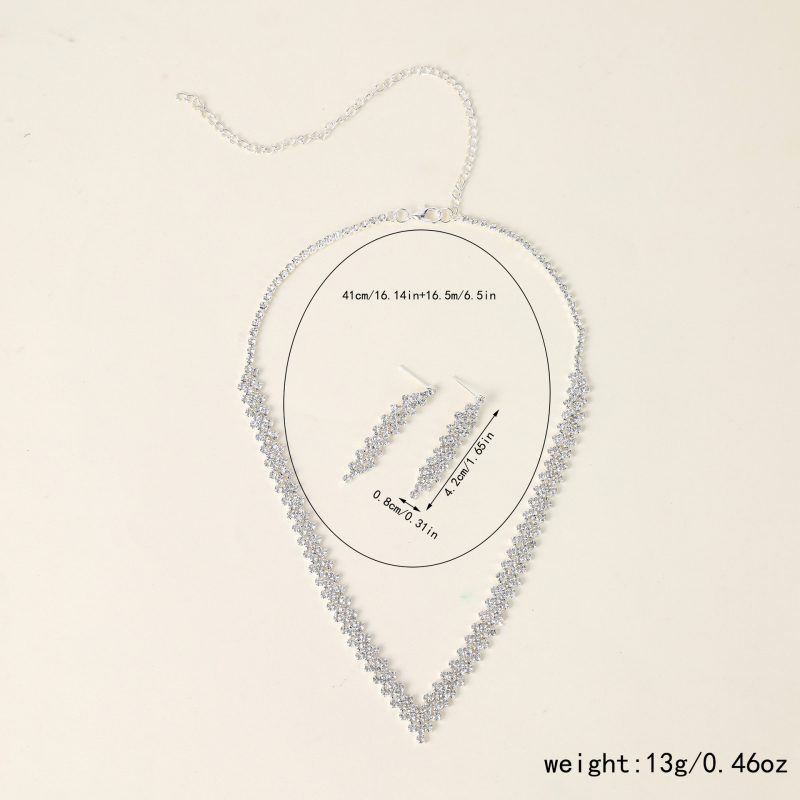 Komplet nakita: ogrlica i naušnice sa kristalima, ručna izrada, geometrijski dizajn, lagani luksuzni stil