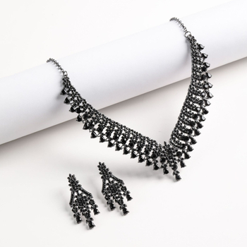 Set nakita: geometrijska ogrlica i naušnice s rhinestoneom, O-oblika lanac, cinkova legura, elektroplatiranje