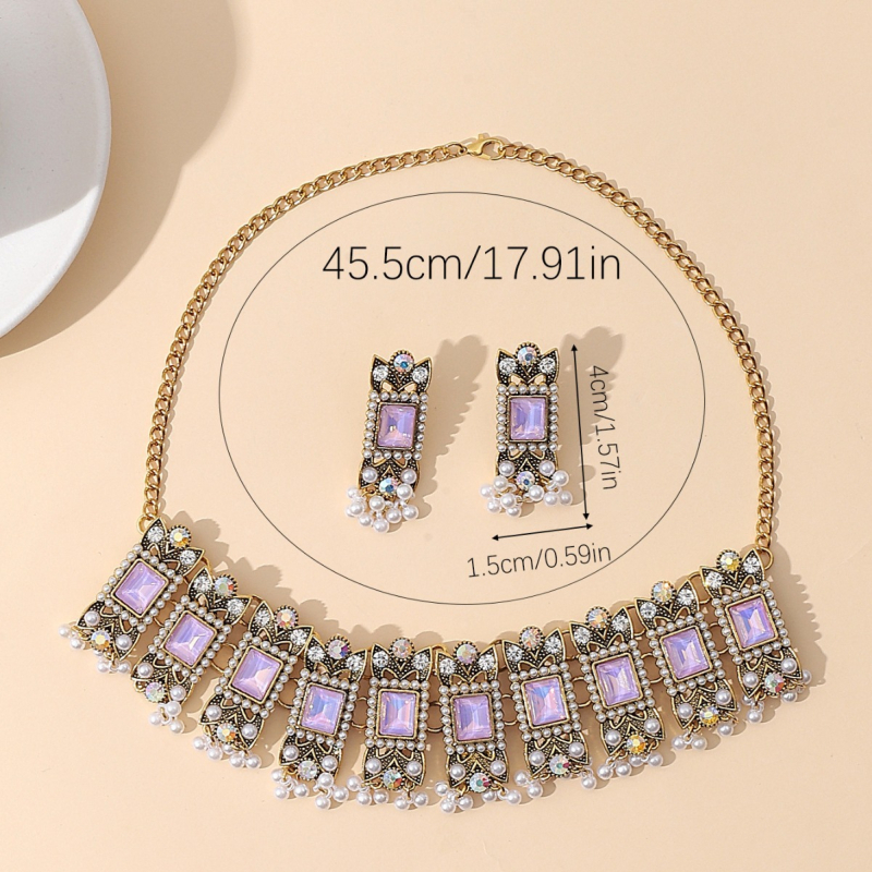 Set nakita: naušnice i ogrlica od legure, elektroplatirano, standardni lančić