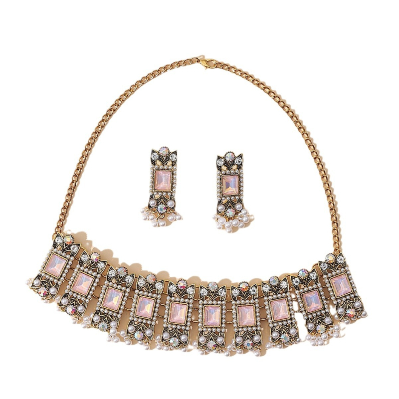 Set nakita: naušnice i ogrlica od legure, elektroplatirano, standardni lančić