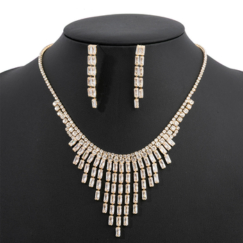 Set nakita: ogrlica i naušnice sa rhinestones, elektroplatiranje, lanac kandže, geometrijski uzorak