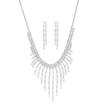 Set nakita: ogrlica i naušnice sa rhinestones, elektroplatiranje, lanac kandže, geometrijski uzorak