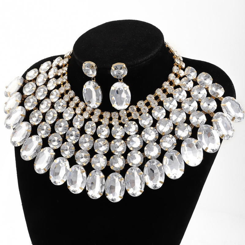 Set nakita: Ekskluzivan ogrlica i naušnice s rhinestones, legura, elektroplatiranje, obična lanac
