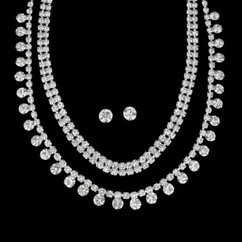 Dvojedjelni set: naušnice i ogrlica s rhinestones, dizajn kapljice vode, jednostavan stil, običan lančić