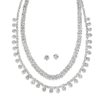 Dvojedjelni set: naušnice i ogrlica s rhinestones, dizajn kapljice vode, jednostavan stil, običan lančić