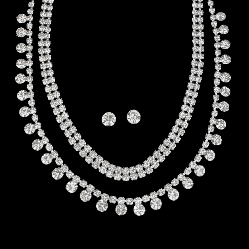 Dvojedjelni set: naušnice i ogrlica s rhinestones, dizajn kapljice vode, jednostavan stil, običan lančić