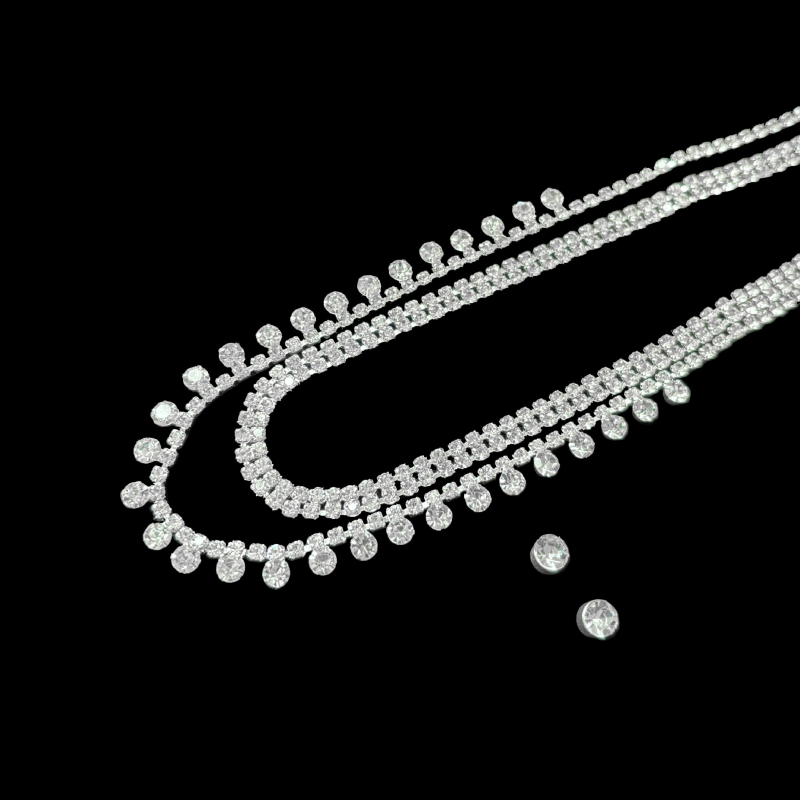 Dvojedjelni set: naušnice i ogrlica s rhinestones, dizajn kapljice vode, jednostavan stil, običan lančić